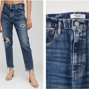NWT Moussy Adrien Friend Jeans High Rise Size 25 Distressed Minimal Neutral